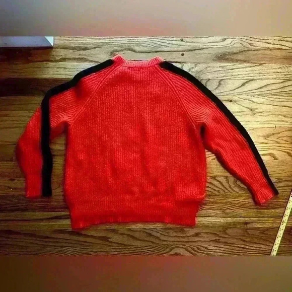 FOREVER 21 - ORANGE SWEATER WITH BLACK ARM STRIPES - SIZE SMALL - Picture 5 of 9